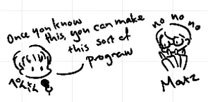 Drawing of Pen san and Matz