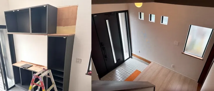Removing the shoe closet in the entrance.